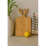 Bycomo Dikdörtgen Ahşap Bambu Kesim Panosu - Kesme Tahtası Geyik Boynuz Figür Saplı 20 X 38 Cm