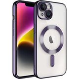 BYCONNERS iPhone 13 için Kılıf Kamera Korumalı Magsafe Wireless Şarj Özellikli Demre Kapak Çok Şık Kristal Kılıf Telefonunuzu tam korur iphone 13 kablosuz şarj destekli (Mor)
