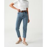 ByCukurovaFrango Zero Max Yüksek Bel Mom Mavi Jeans Likralı Esnek Boyfriend Kot Pantolon( 1 Beden Büyük Alınız) - Taş - 34