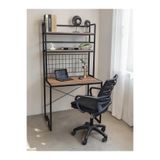 Bye Concept More DEKORATİF 2 RAFLI METAL ÇALIŞMA MASASI AHŞAP RAFLI KİTAPLIK BİLGİSAYAR VE LAPTOP MASASI