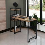 Bye Concept & More Dekoratif 3 Raflı Metal Çok Amaçlı Çalışma Masası Ahşap Raflı Kitaplık Bilgisayar ve Laptop Masası - 108 * 132 *45 CM