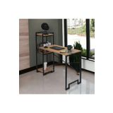 Bye Concept & More Dekoratif 3 Raflı Metal Çok Amaçlı Çalışma Masası Ahşap Raflı Kitaplık Bilgisayar Ve Laptop Masası
