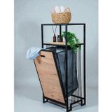 Bye Concept & More DEKORATİF KİRLİ SEPETLİ BANYO DOLABI AHŞAP RAFLI METAL GÖVDELİ 2 RAFLI ÇAMAŞIR SEPETİ BANYO DÜZENLEYİCİ ORGANİZER
