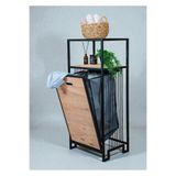 Bye Concept More DEKORATİF KİRLİ SEPETLİ BANYO DOLABI AHŞAP RAFLI METAL GÖVDELİ 2 RAFLI ÇAMAŞIR SEPETİ ORGANİZER