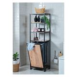 Bye Concept More DEKORATİF KİRLİ SEPETLİ BANYO DOLABI AHŞAP RAFLI METAL GÖVDELİ 4 RAFLI ÇAMAŞIR SEPETİ ORGANİZER