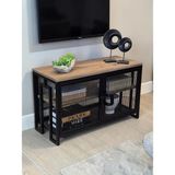 Bye Concept & More Dekoratif Metal Gövdeli Ahşap Raflı Tv Ünitesi 3 Raflı 2 Kapaklı Tv Sehpası 90 x 36 cm Televizyon Ünitesi