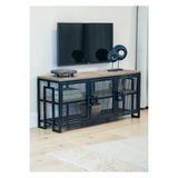 Bye Concept More DEKORATİF METAL GÖVDELİ AHŞAP RAFLI TV ÜNİTESİ 3 RAFLI 3 KAPAKLI TV SEHPASI 120 x 30 CM TELEVİZYON ÜNİTESİ