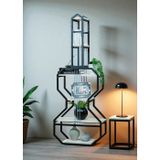 Bye Concept & More DEKORATİF SİYAH METAL KİTAPLIK BEYAZ AHŞAP RAFLI GİTAR ÜNİTE ÇOK AMAÇLI SALON OFİS DÜZENLEYİCİ