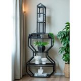 Bye Concept & More DEKORATİF SİYAH METAL KİTAPLIK RAFLI GİTAR ÜNİTE ÇOK AMAÇLI SALON OFİS DÜZENLEYİCİ