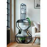 Bye Concept More DEKORATİF SİYAH METAL KİTAPLIK SİYAH AHŞAP RAFLI GİTAR ÜNİTE ÇOK AMAÇLI SALON OFİS DÜZENLEYİCİ