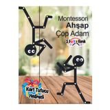 BYENS 2 Adet Çöp Adam 1 adet 30lu Görev Kartı Montessori Ahşap Eğitici Oyuncak