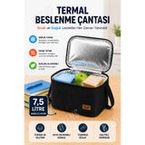 BYENS Termal Çanta Beslenme Çantası Isı Yalıtımlı Kız Erkek Çocuk Okul Yemek Taşıma Termoslu Soğutucu Soğuk Tutan Kamp Termos 7,5 Litre
