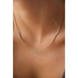Byflorya Jewelry Çelik Kutu Kare Zincir Kolye Ince Box Küba Zincir 1mm Zarif Minimal - Altın - 40 cm