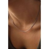 Byflorya Jewelry Çelik Kutu Kare Zincir Kolye Ince Box Küba Zincir 1mm Zarif Minimal - Gümüş - 40 cm