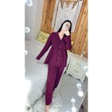 ByGamzeArman Bordo renk uzun kol penye pamuk kumaş hamile lohusa pijama takımı