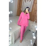 ByGamzeArman Pembe Renk Pamuk Kumaş Hamile Lohusa Pijama Takımı