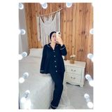 ByGamzeArman Tesettür Boneli Siyah Renk Uzun Kol Hamile Lohusa Pijama Takımı