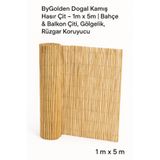 Bygolden Doğal Kamış Hasır Çit – 1m x 5m | Bahçe Çiti & Balkon Çiti, Gölgelik, Rüzgar Koruyucu