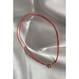 bygüneşaccessories Altın Kaplama At Nalı Figürlü Floş Kırmızı Ip Tasarım Kolye BİL001