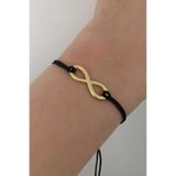 bygüneşaccessories Altın Kaplama Sonsuzluk Figürlü Siyah Ip Tasarım Şans Bilekliği BİL001