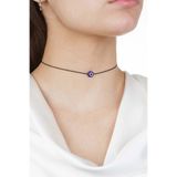 bygüneşaccessories Mavi Cam Nazar Boncuklu Siyah Floş Ipli Tasma Kolye KOL001