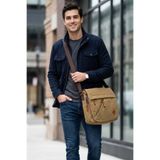 byhakan GK56 KANVAS (PAMUK) POSTACI ÇANTASI EVRAK OKUL ÜNVERSİTE LAPTOP NOTEBOOK MACBOOK TABLET BEJ