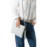 Byhakan Gl-03 Yıldız Dikişli Kadın El Çantası Clutch Çanta Omuz Çantası Çapraz Çanta Pörtföy Çanta - One Size - Gümüş
