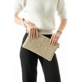 Byhakan Liva-01 Yıldız Dikişli Kadın El Çantası Clutch Çanta Omuz Çantası Çapraz Çanta Pörtföy Çanta - One Size - Gold