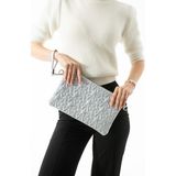 Byhakan Liva-01 Yıldız Dikişli Kadın El Çantası Clutch Çanta Omuz Çantası Çapraz Çanta Pörtföy Çanta - One Size - Gümüş