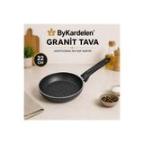 BYKARDELEN 22 Cm Granit Yağ Tavası | Yanmaz Yapışmaz Yüzey | Ergonomik Sap
