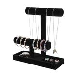 ByKen Jewelry Çok İşlevli Kolye Tutucu, Bileklik Tutucu, Küpe Yüzük Tepsili Takı Düzenleyici Standı, Scrunchie Saatler için Takı Tutucu Çıkarılabilir (Siyah Kadife)