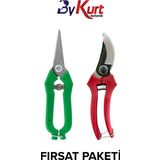 Bykurt Eğri Bağ Budama Makası 20Cm Ve Meyve Toplama Makası 19Cm Üzüm Çilek Narenciye İçin