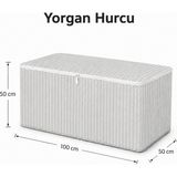 ByKurt Hurç Fermuarlı Yorgan Battaniye Kıyafet Saklama Hurcu Çizgili Baza Altı Dolap İçi Organizer 1 Adet - Gri - 100 x 50 x 50 cm