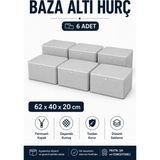 ByKurt Hurç Seti Fermuarlı Baza Altı Hurcu Yorgan Battaniye Kıyafet Saklama Organizeri 6'lı - Gri - 6 Adet - 62 x 40 x 20 cm
