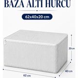 ByKurt Hurç Seti Fermuarlı Çizgili Baza Altı Hurcu Yorgan Battaniye Kıyafet Saklama Organizeri 1 Adet - Gri - 62 x 40 x 20 cm