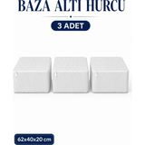 ByKurt Hurç Seti Fermuarlı Çizgili Baza Altı Hurcu Yorgan Battaniye Kıyafet Saklama Organizeri 3'lü - Gri - 3 Adet - 62 x 40 x 20 cm