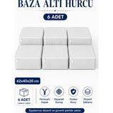 ByKurt Hurç Seti Fermuarlı Çizgili Baza Altı Hurcu Yorgan Battaniye Kıyafet Saklama Organizeri 6'lı - Gri - 6 Adet - 62 x 40 x 20 cm