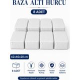 ByKurt Hurç Seti Fermuarlı Çizgili Baza Altı Hurcu Yorgan Battaniye Kıyafet Saklama Organizeri 8'li - Gri - 62 x 40 x 20 cm