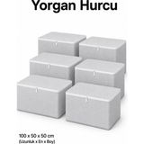 ByKurt Hurç Seti Fermuarlı Yorgan Battaniye Kıyafet Saklama Hurcu Baza Altı Dolap İçi Organizer 6'lı - Gri - 6 Adet - 100 x 50 x 50 cm