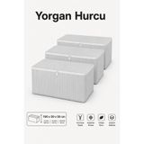 ByKurt Hurç Seti Fermuarlı Yorgan Battaniye Kıyafet Saklama Hurcu Çizgili Baza Altı Dolap İçi Organizer 3’lü