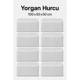 ByKurt Hurç Seti Fermuarlı Yorgan Battaniye Kıyafet Saklama Hurcu Çizgili Baza Altı Dolap İçi Organizer 8'li - Gri - 100 x 50 x 50 cm