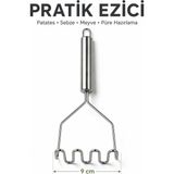 ByKurt Patates Ezici Paslanmaz Çelik Sebze Meyve Püre Aparatı 9 cm