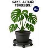 ByKurt Tekerlekli Saksı Altlığı Çok Amaçlı Damacana Tüp Taşıma Standı 35 cm 360° Döner - Siyah