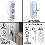 Bylion Arge Toptan Üçlü Golyat Priz Dikey Beyaz 950-9040011
