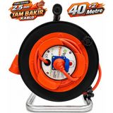 Bylion Bylıon Elektrikli Araç Şarj Uzatma Kablo Makarası Kapaklı Priz 2.5mm Tam Bakır Kablo (Ev Tipi Şarj 3,5kw Monofaze Cihazlara Uygun) - 40 Metre