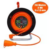 Bylion Cca Kablo Seyyar Makaralı Uzatma Kablosu Çim Biçme Makinesi Uyumlu Dişi Fişli Termal Sigortalı 3X1.5 20 Metre+2 Metre