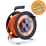 Bylion Ip44 Plastik Seyyar Makaralı Kapaklı 4 Prizli Cca Kablo Uzatma Kablosu 3X2.5 Mm 50 Metre