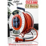 Bylion Makaralı Seyyar Kablo Kapaklı 4 Prizli Metal Uzatma Kablosu 3x2.5 Mm Cca Kablo 50 Metre