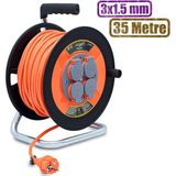 Bylion Makaralı Seyyar Kablo Kapaklı 4 Prizli Plastik Uzatma Kablosu 3x1.5 mm CCA Kablo 35 Metre