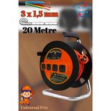 Bylion Makaralı Seyyar Kablo Universal 4 Prizli Uzatma Kablosu 3x1.5 mm Cca Kablo 20 Metre. - Turuncu - Siyah